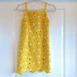 Milly Minis Embroidered Flower Dress. Girls 12. Yellow.